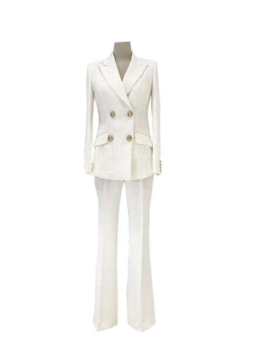 Bell-Bottoms Double Breasted Pant Suit -Guocali