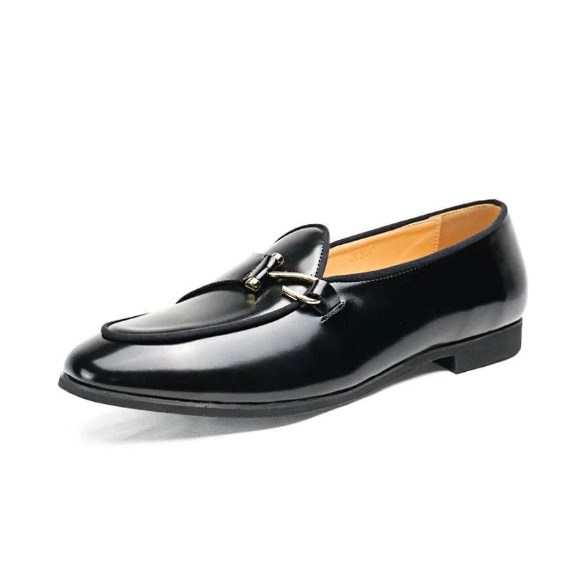 Black Loafers With Side Hook - Men Shoes -Guocali