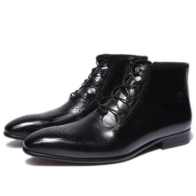 Bram LaceUp Formal Ankle Boots -Guocali
