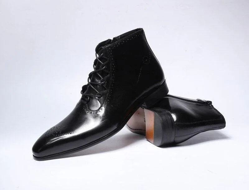 Bram LaceUp Formal Ankle Boots -Guocali