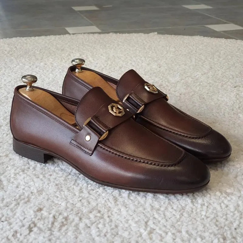 Brown Formal Men Loafers - Men Shoes -Guocali