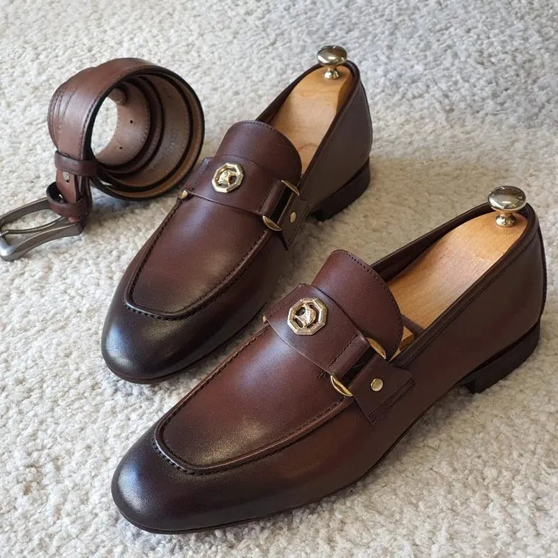 Brown Formal Men Loafers - Men Shoes -Guocali