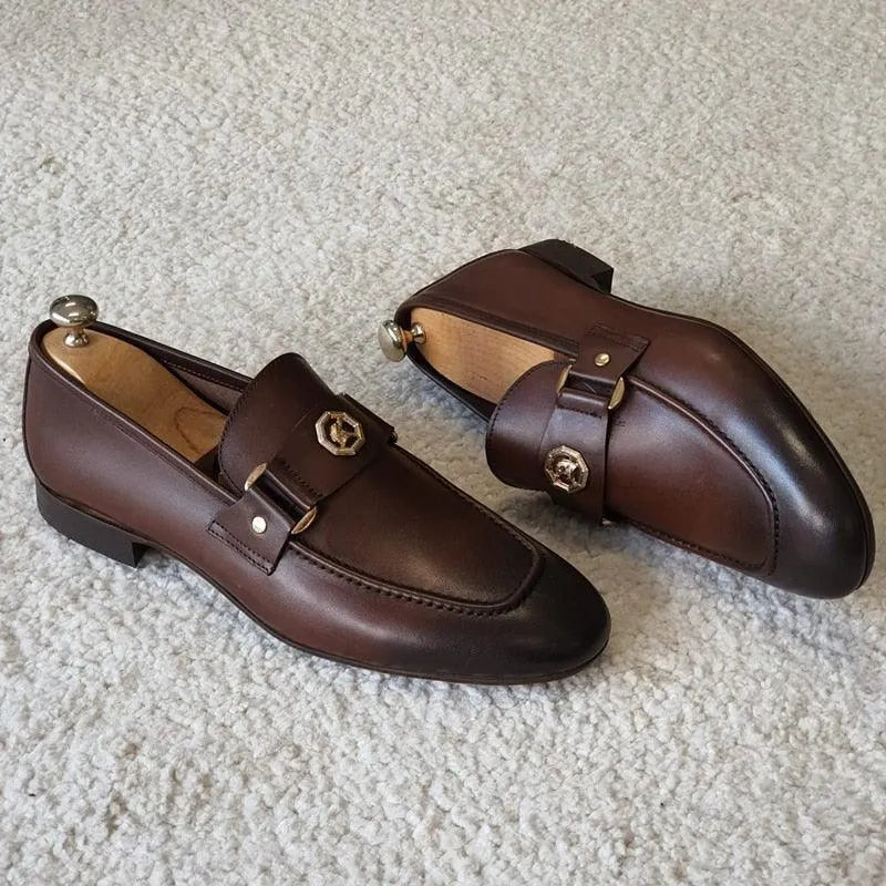 Brown Formal Men Loafers - Men Shoes -Guocali