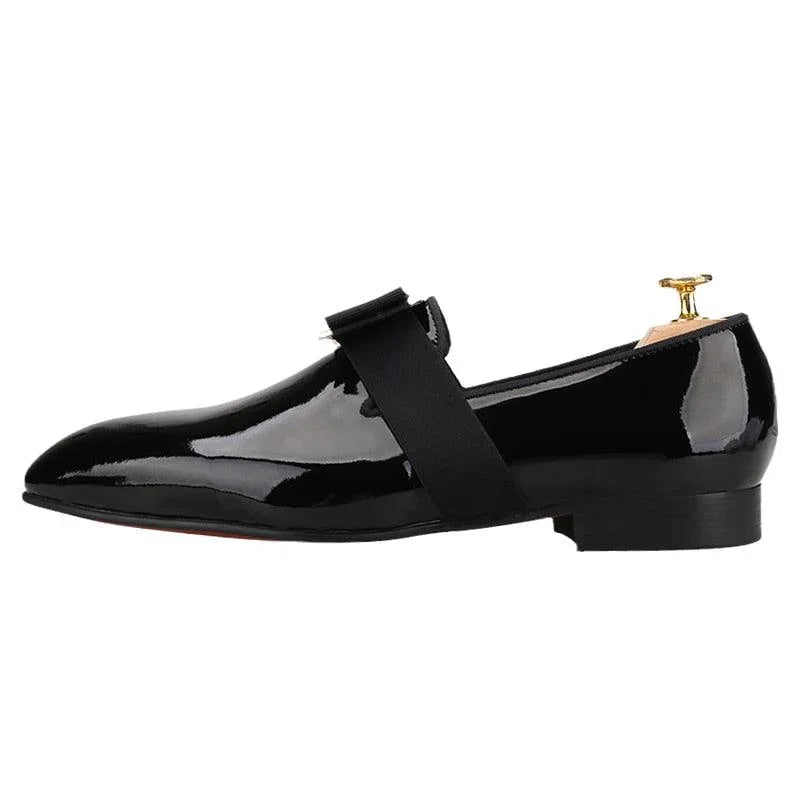 Buckle Bow Patent Leather Loafers - Men Shoes -Guocali