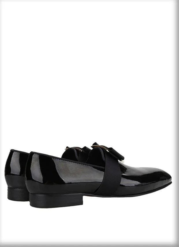 Buckle Bow Patent Leather Loafers - Men Shoes -Guocali