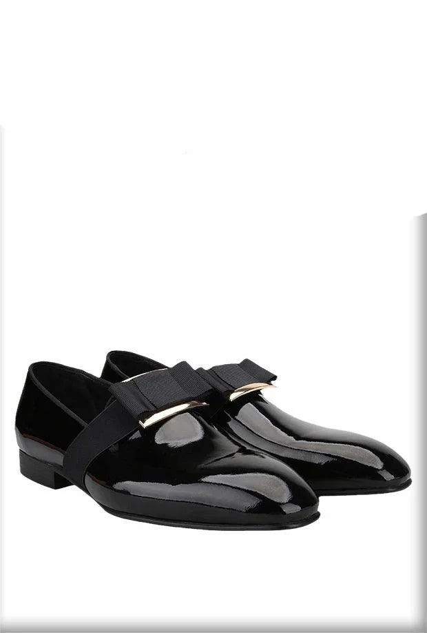 Buckle Bow Patent Leather Loafers - Men Shoes -Guocali