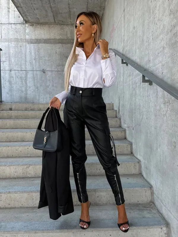 Chic Women's Trousers – High-Waist Slim Fit -Guocali