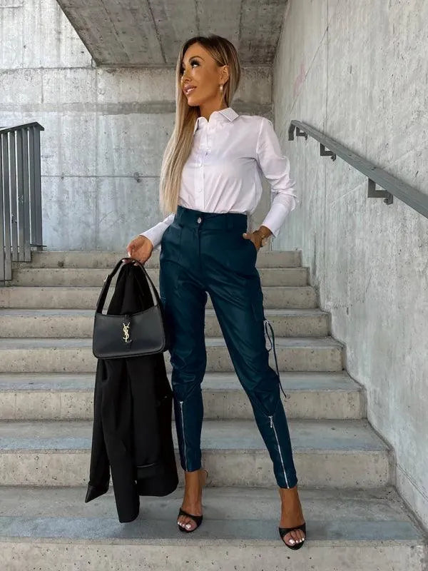 Chic Women's Trousers – High-Waist Slim Fit -Guocali