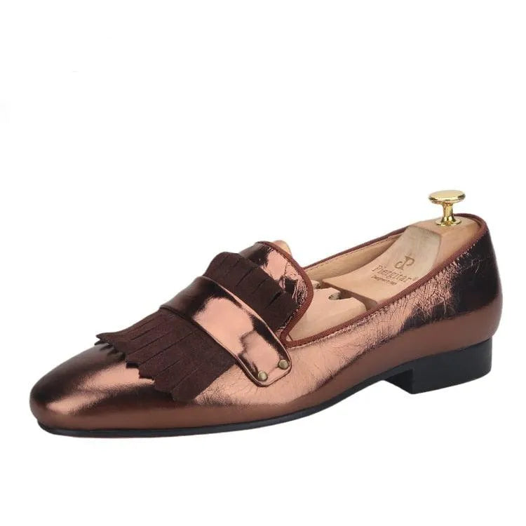 Cracked Patent Leather Loafers - Men Shoes -Guocali