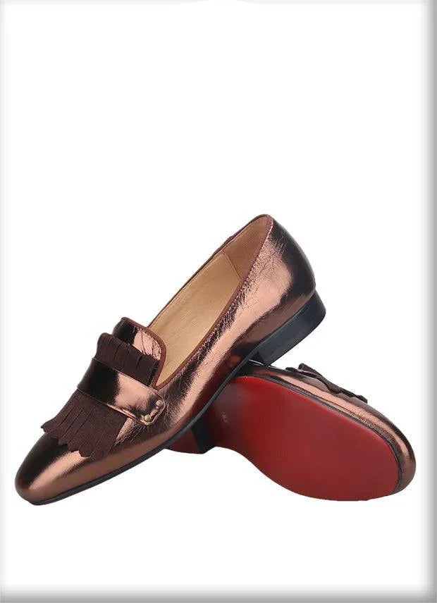 Cracked Patent Leather Loafers - Men Shoes -Guocali
