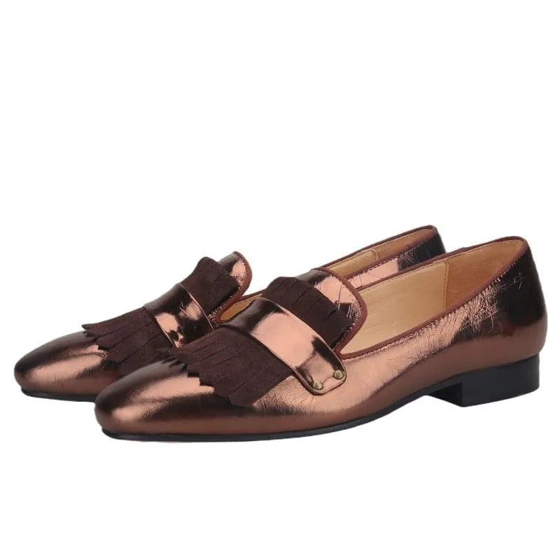 Cracked Patent Leather Loafers - Men Shoes -Guocali