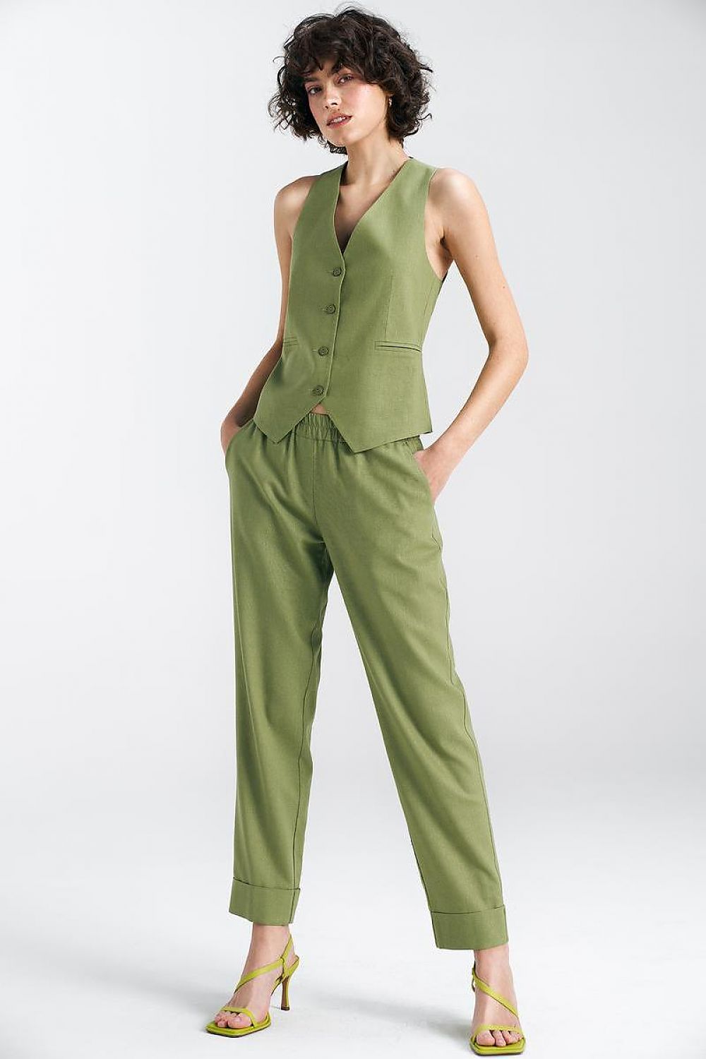 Women Suit Vest - Lightweight - Sleeveless Green