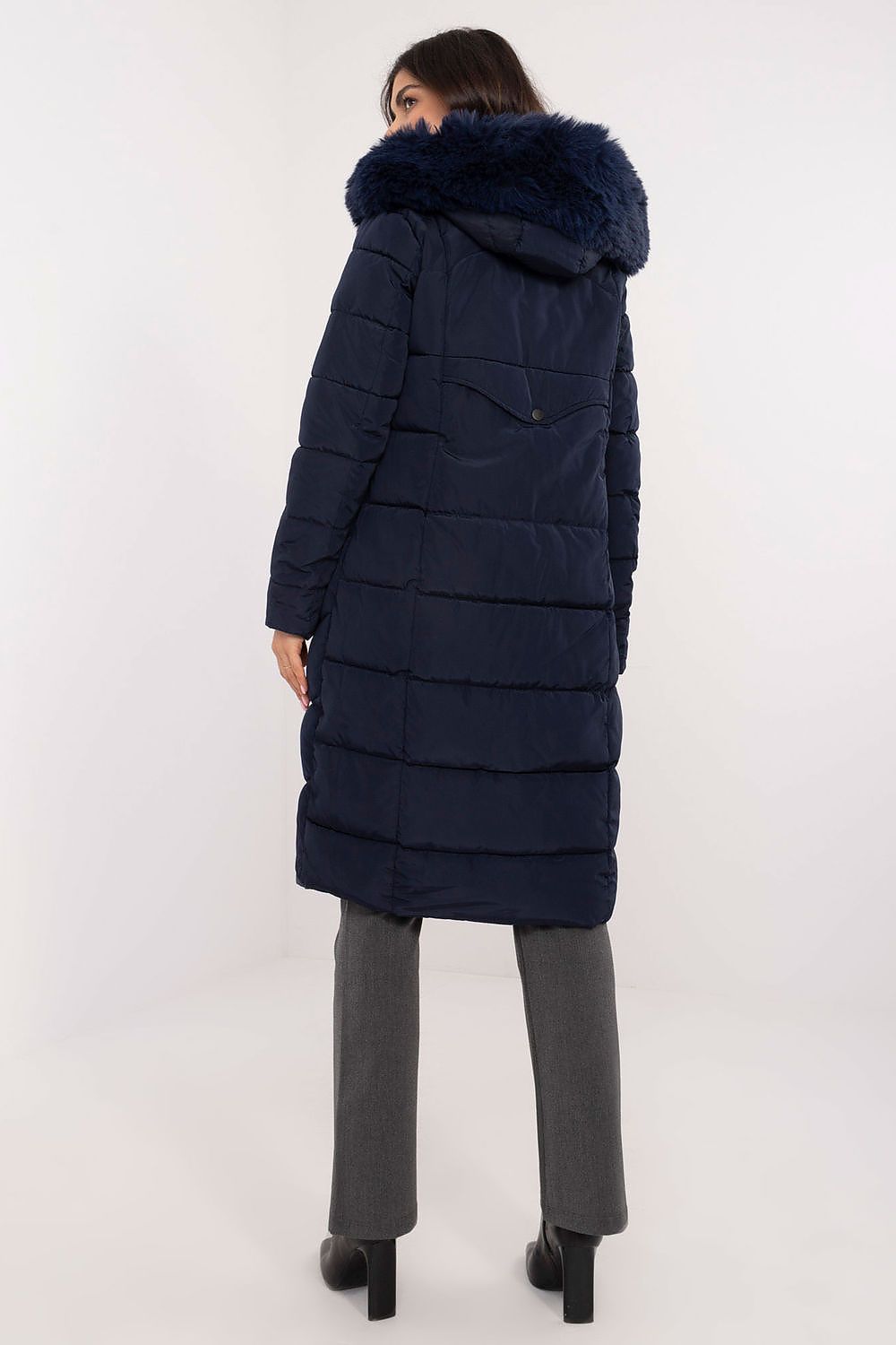 Women's Quilted Jacket, Down Jacket, Puffer Jacket - Hooded Elegant, Chic, Casual - Black