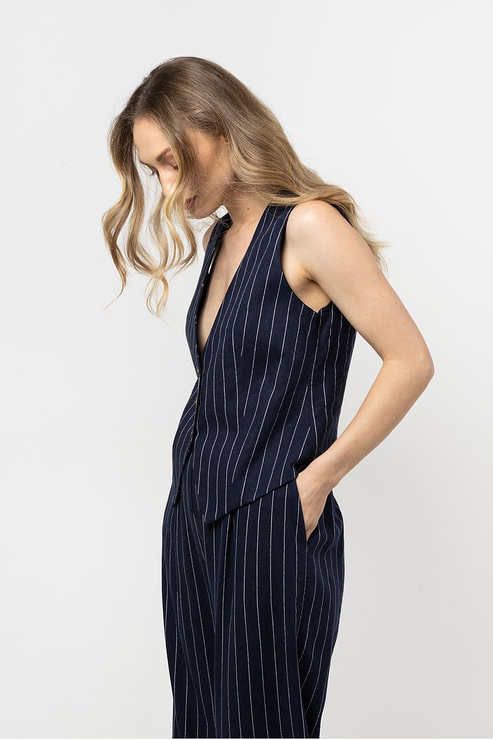 Women Suit Vest - Breathable - Sleeveless Navy