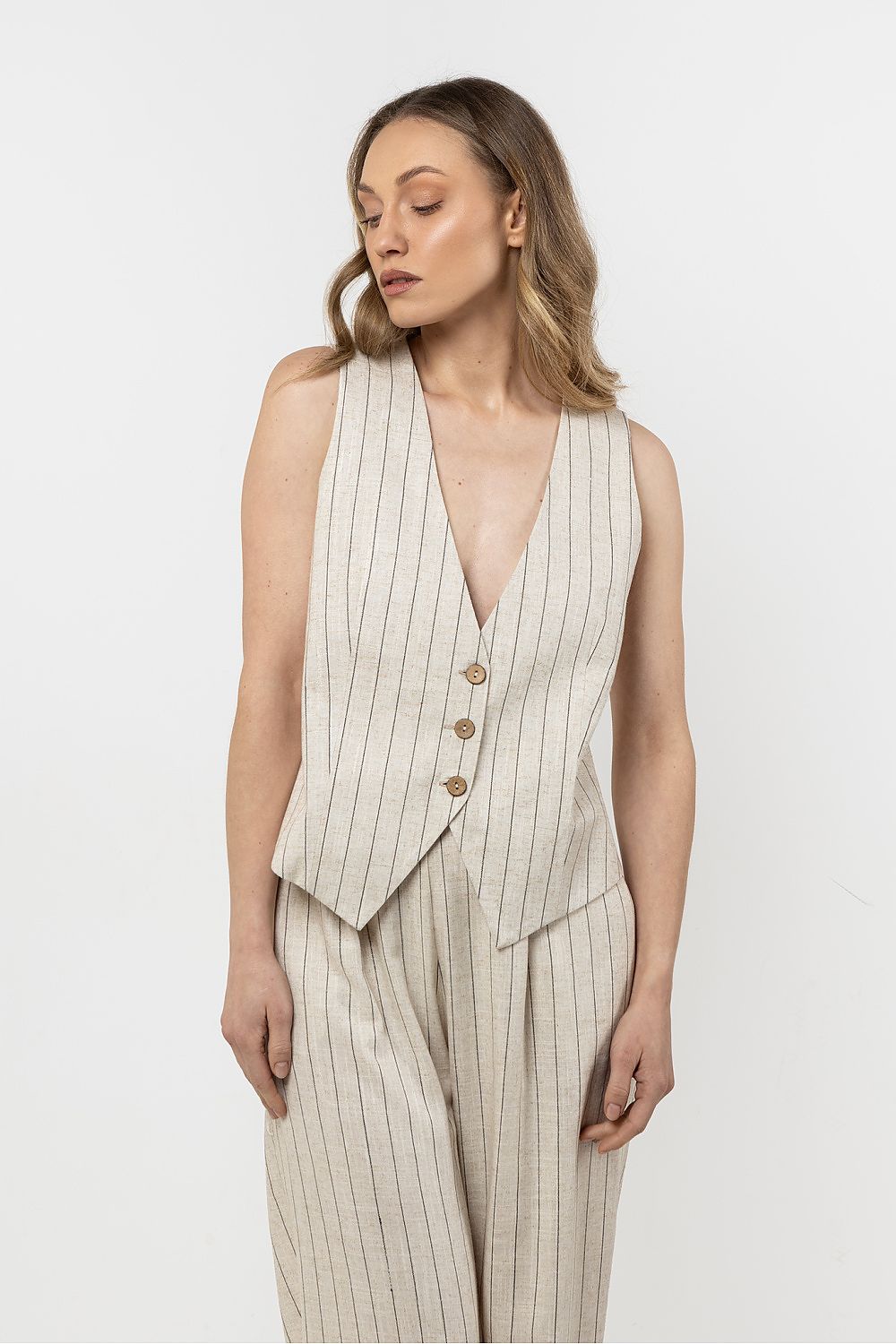 Women Suit Vest - Breathable - Sleeveless Beige
