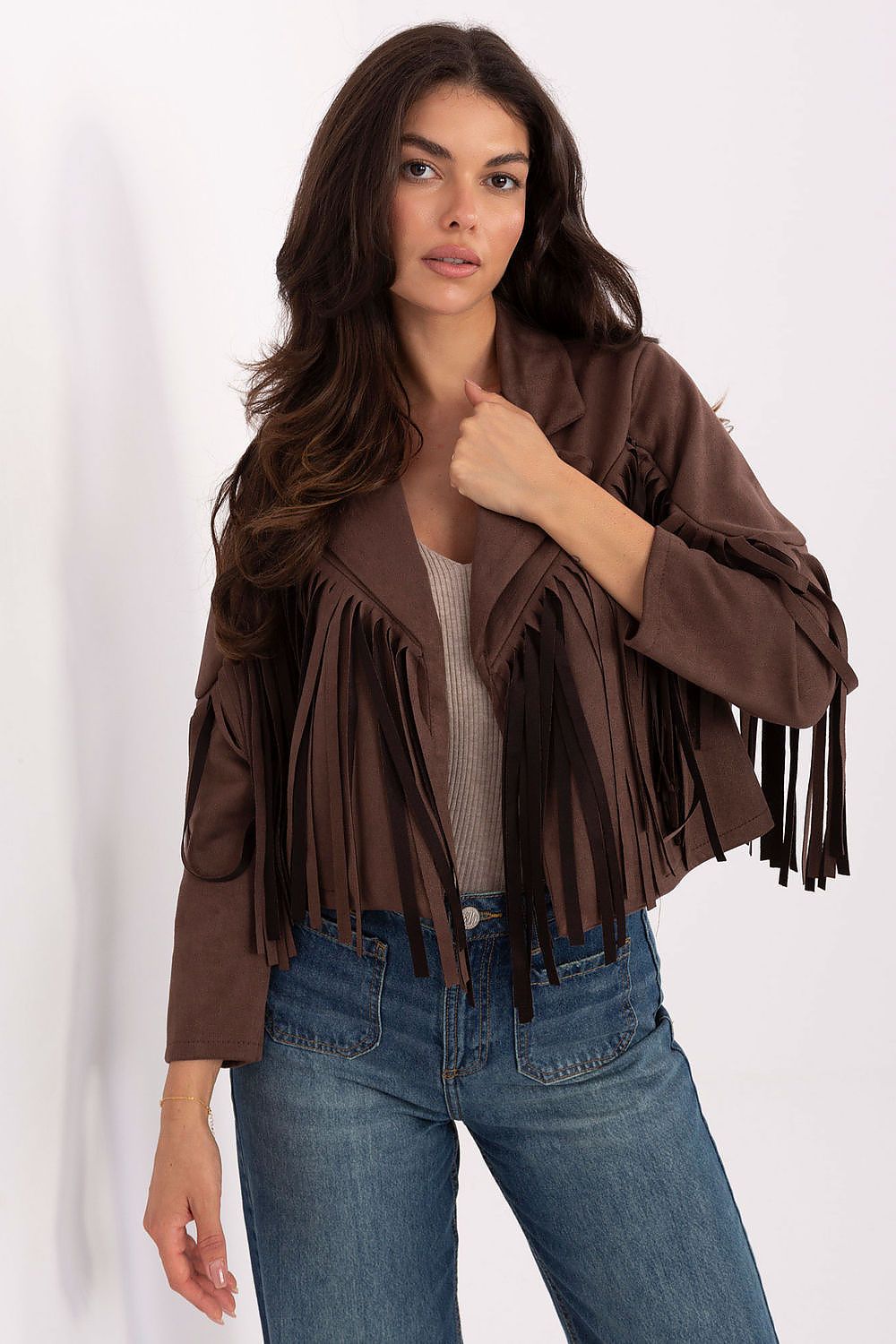 Women's Cropped Jacket - Lightweight Boho - Red