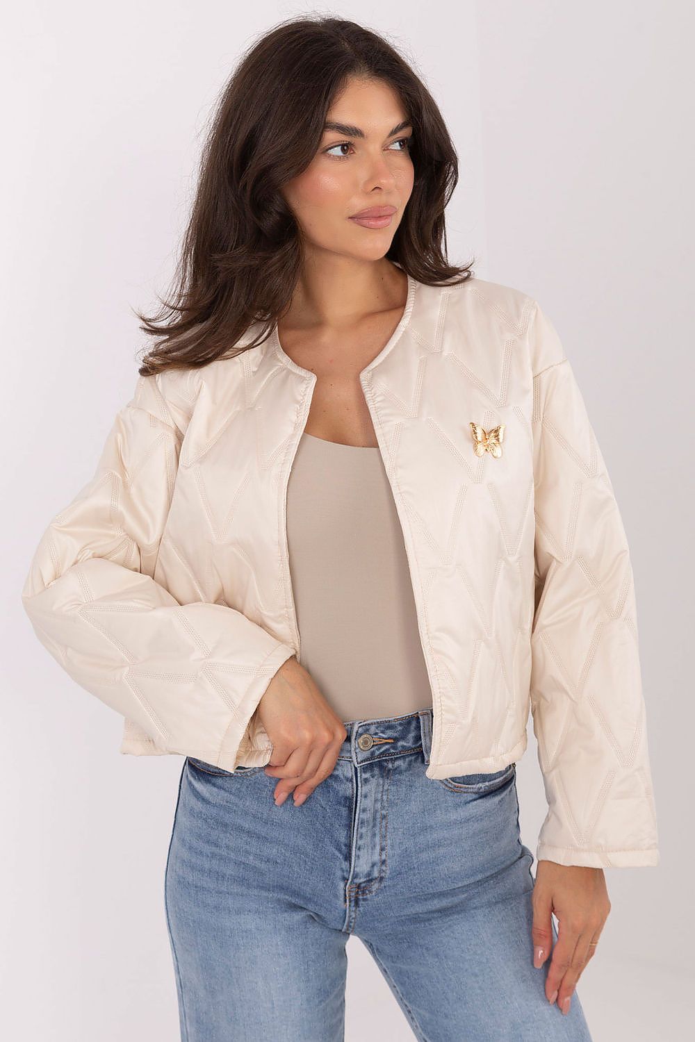 Women's Quilted Jacket - Lightweight Elegant - Brown