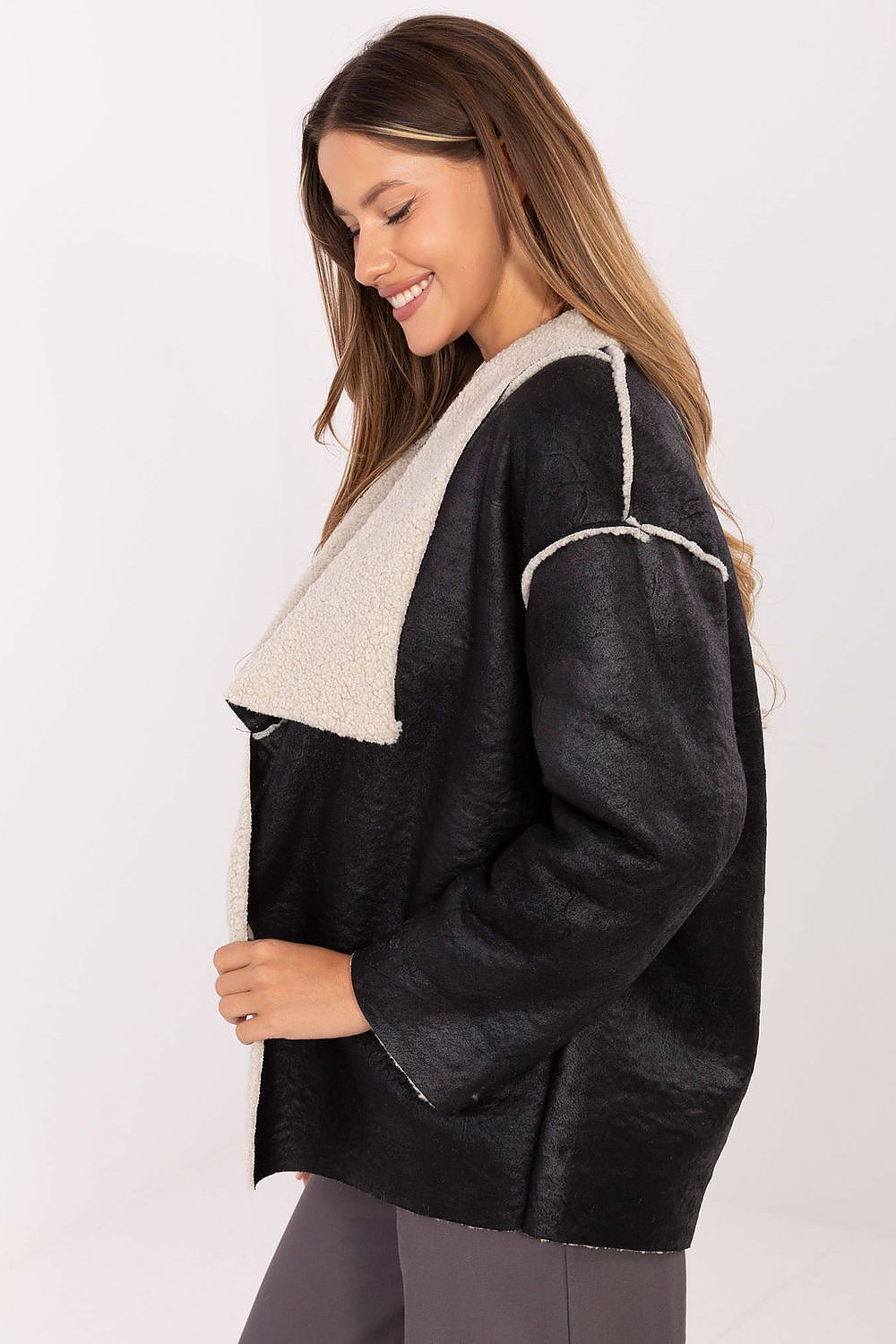 Women's Wrap Coat - Lightweight Chic - Black