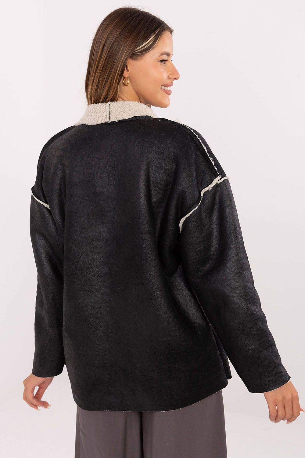 Women's Wrap Coat - Lightweight Chic - Black