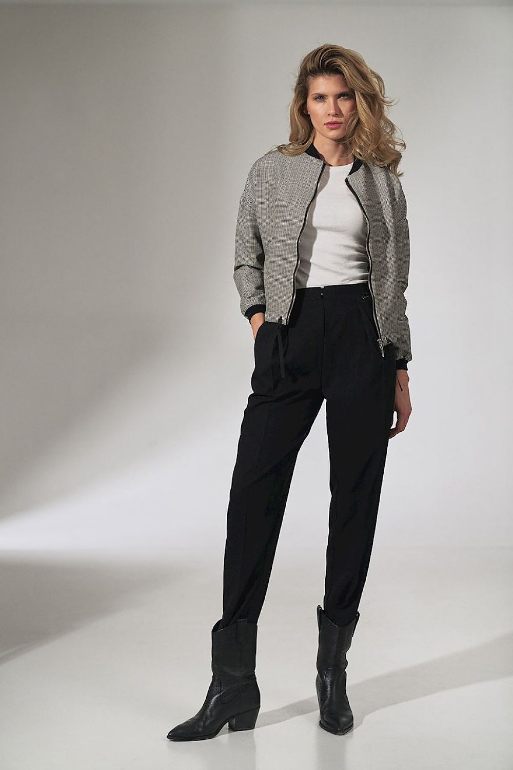 Women's Bomber Jacket - Lightweight Chic, Minimalist - Gray