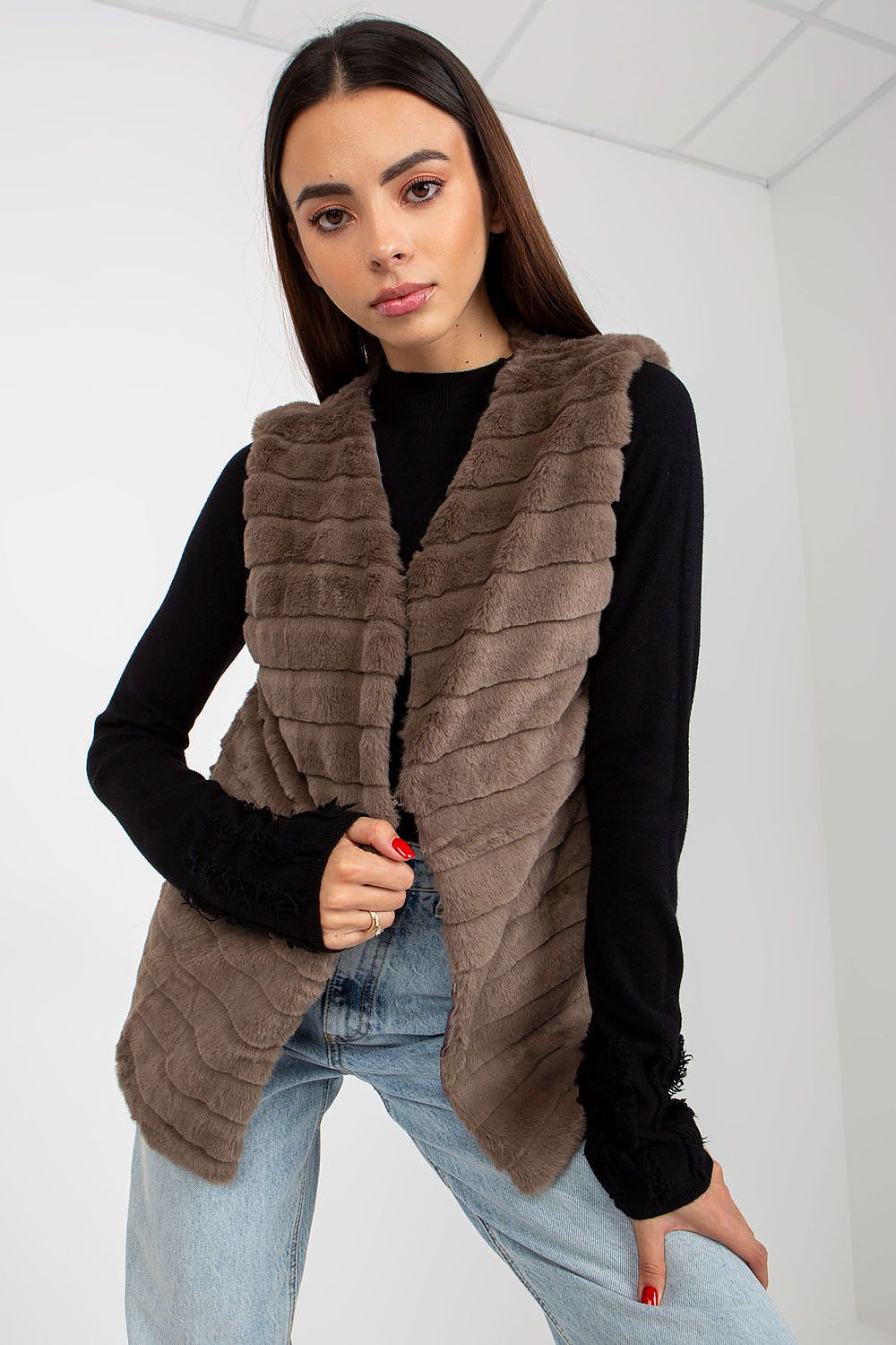 Women Suit Vest - Lightweight - Sleeveless Brown