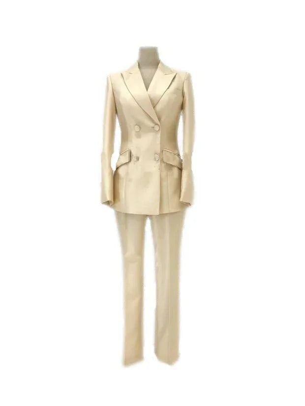 Double-Breasted Business Pantsuit - Women Trouser Suits - Trouser Suit -Guocali