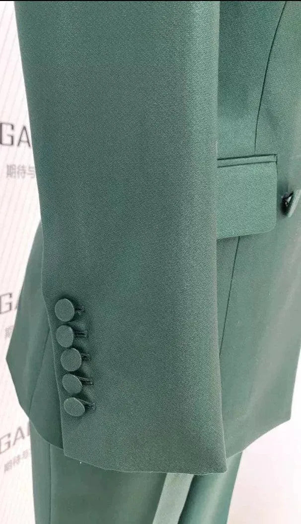 Double-Breasted Flared Pant Suit - Two-Piece Women Suit -Guocali