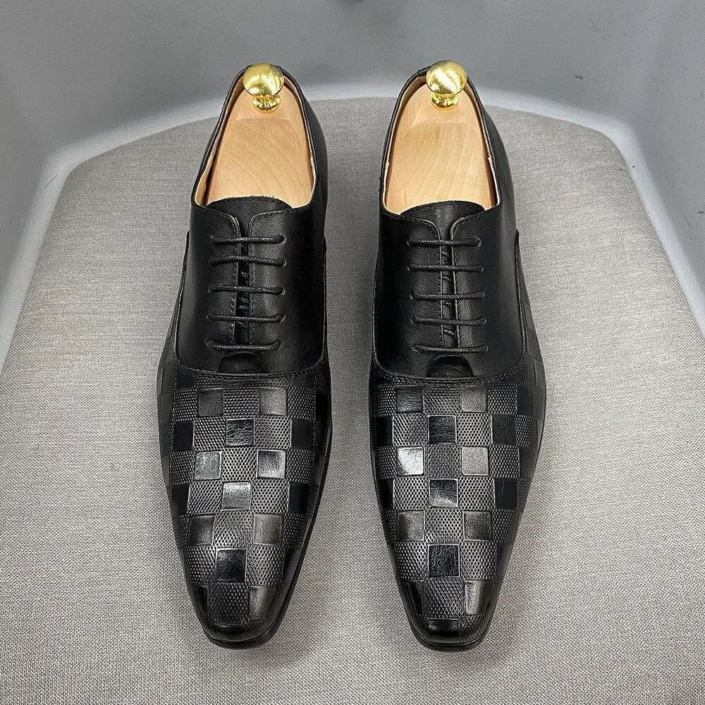 Dress Shoes - Merlin Checked Men Shoes -Guocali
