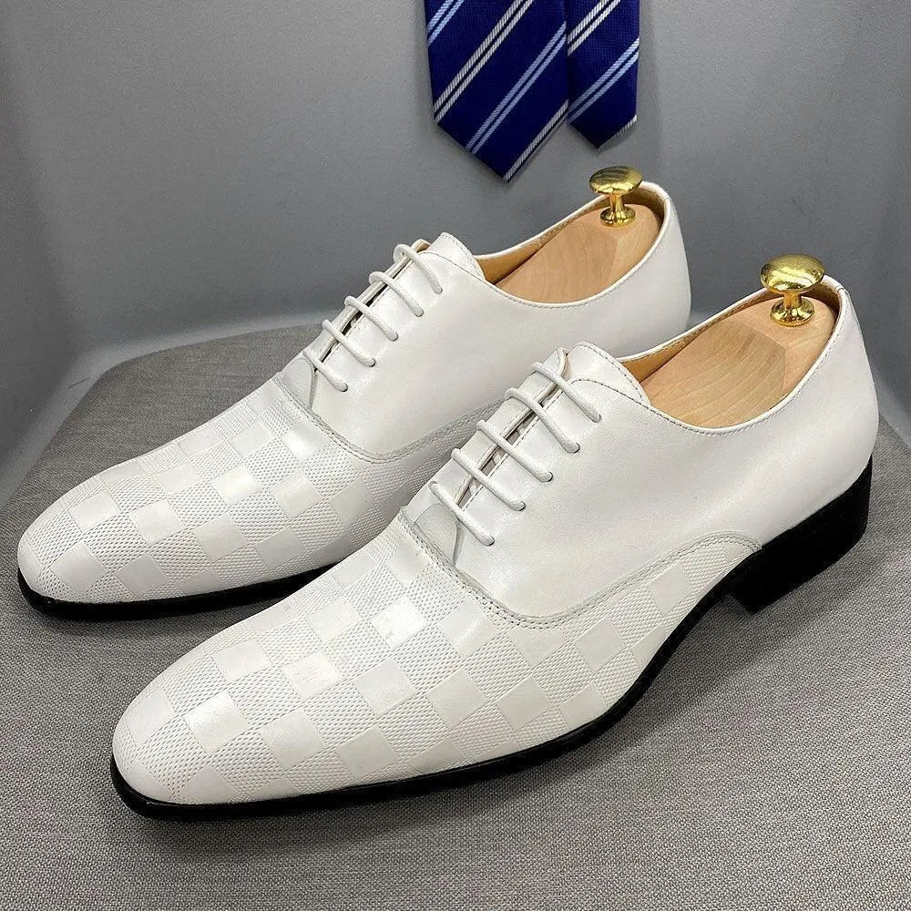Dress Shoes - Merlin Checked Men Shoes -Guocali