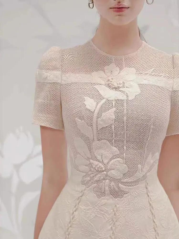 Fairy Style Embroidered Flower Dress - Long Dress - Guocali