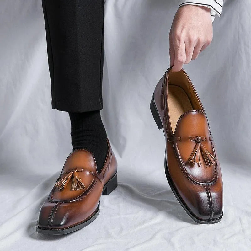 Formal Men Loafers With Tassels - Men Shoes -Guocali