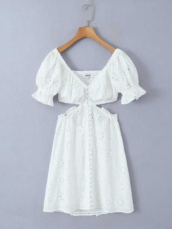 French Lace Backless Dress -Guocali