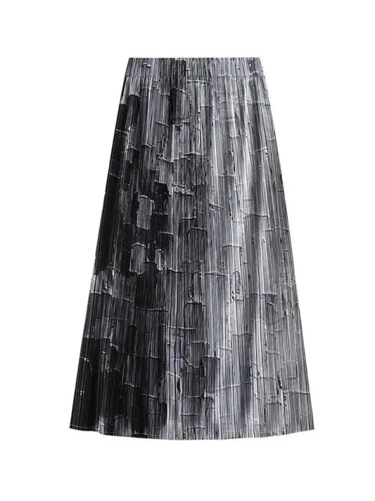 Gradient High Waist A-Line Skirt -Guocali