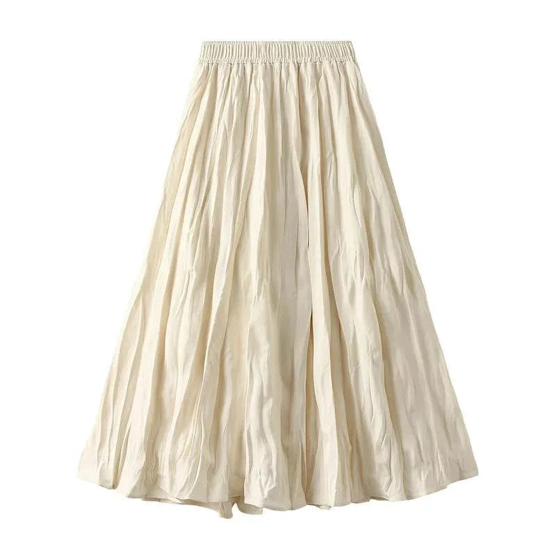 High-Waisted Elastic Pleated Skirt - Pleated Skirt - Guocali