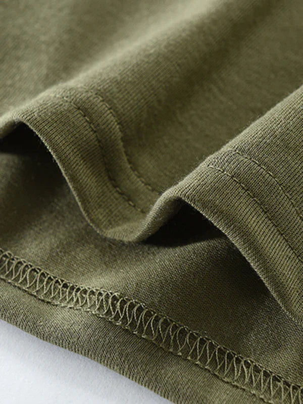 Men Henley Long-Sleeves T-Shirt – Breathable - Green, Beige