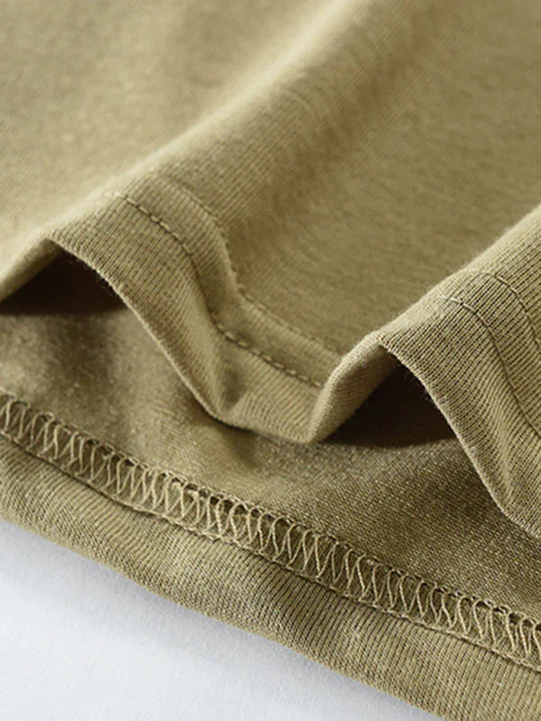 Men Henley Long-Sleeves T-Shirt – Breathable - Green, Beige