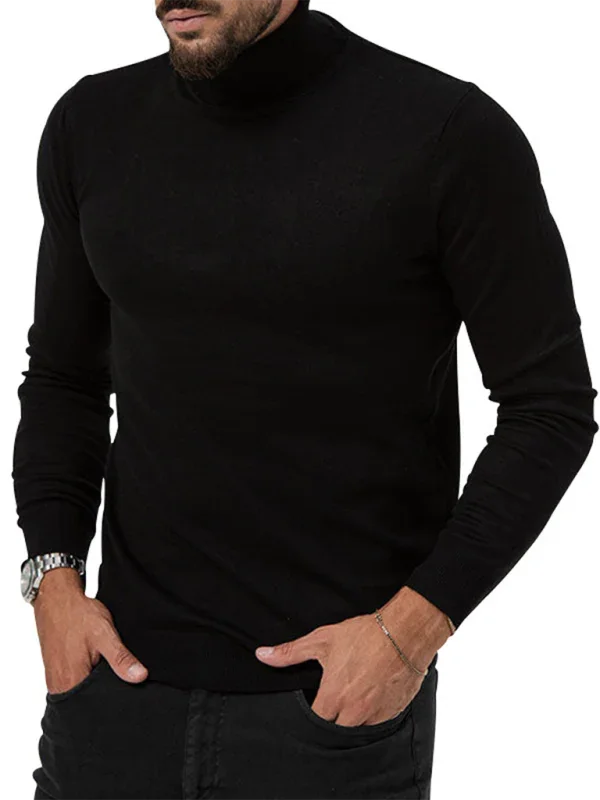 Men Turtleneck Long-Sleeves T-Shirt – Breathable - Red