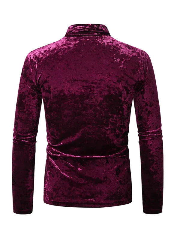 Men Crew-Neck Long-Sleeves T-Shirt – Stretchable - Red