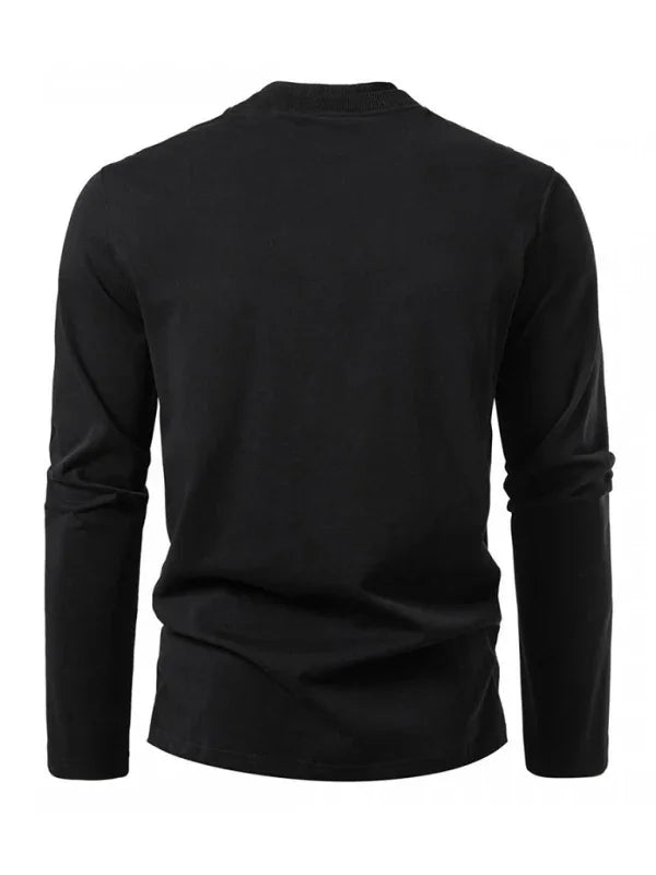 Men Crew-Neck Long-Sleeves T-Shirt – Stretchable - White