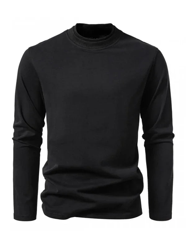 Men Crew-Neck Long-Sleeves T-Shirt – Stretchable - White