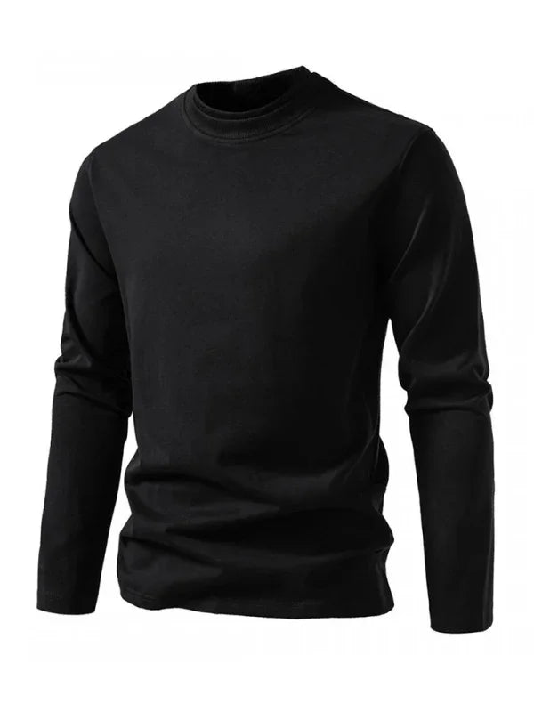 Men Crew-Neck Long-Sleeves T-Shirt – Stretchable - White