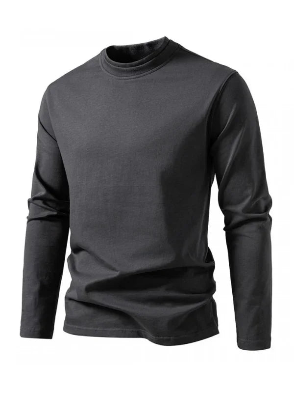 Men Crew-Neck Long-Sleeves T-Shirt – Stretchable - White
