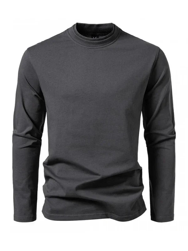 Men Crew-Neck Long-Sleeves T-Shirt – Stretchable - White