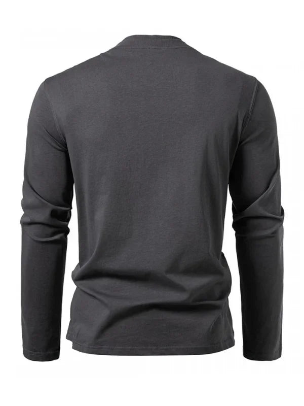 Men Crew-Neck Long-Sleeves T-Shirt – Stretchable - White