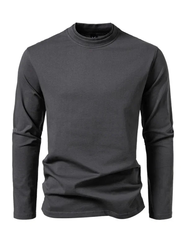 Men Crew-Neck Long-Sleeves T-Shirt – Stretchable - White