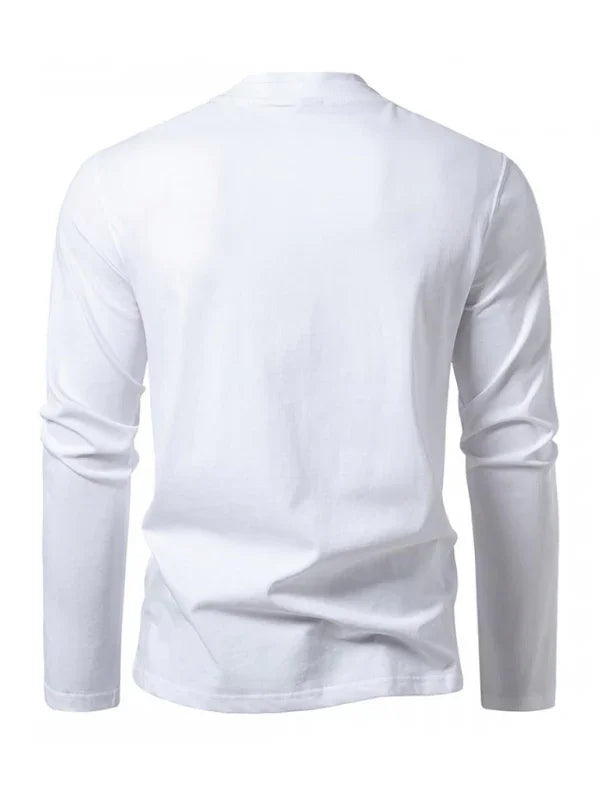 Men Crew-Neck Long-Sleeves T-Shirt – Stretchable - White
