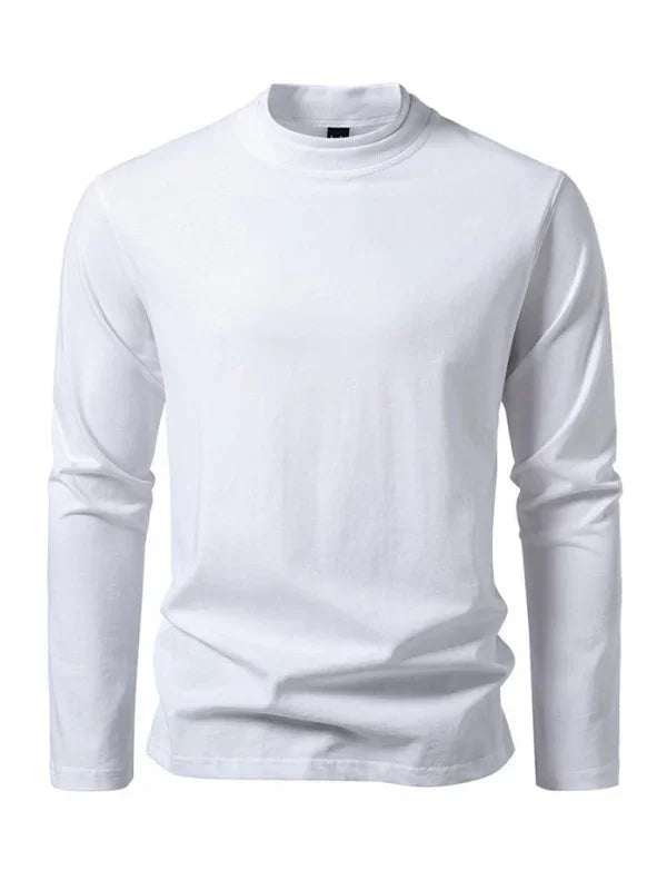 Men Crew-Neck Long-Sleeves T-Shirt – Stretchable - White