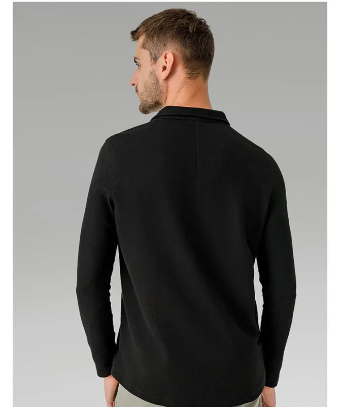 Men Long Sleeves Cotton Regular Fit Polo Shirt – Stretchable - Beige