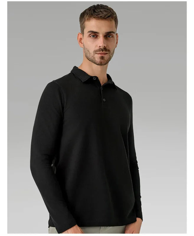 Men Long Sleeves Cotton Regular Fit Polo Shirt – Stretchable - Beige