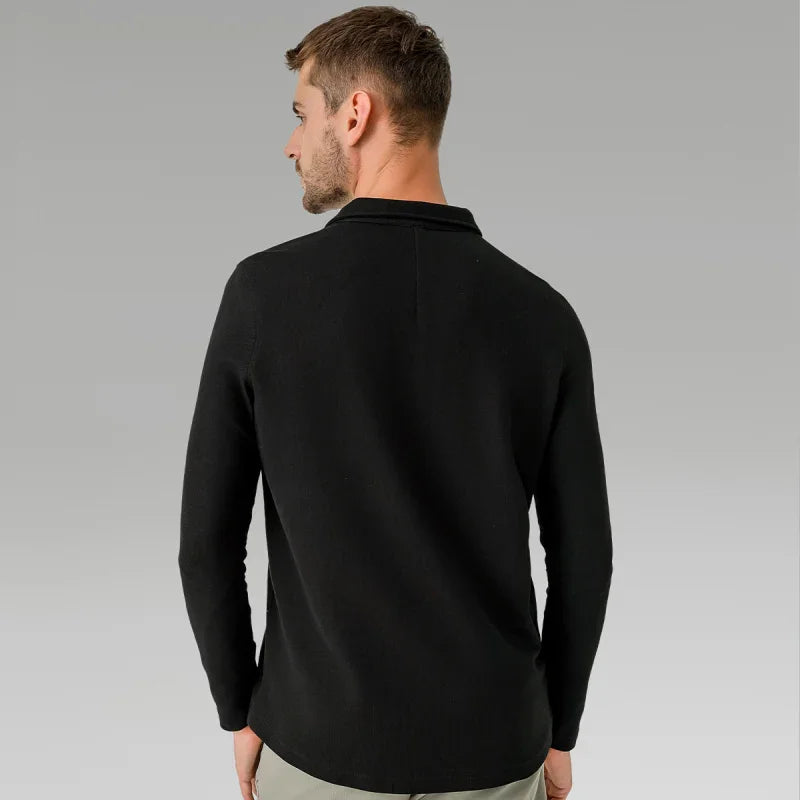 Men Long Sleeves Cotton Regular Fit Polo Shirt – Stretchable - Beige